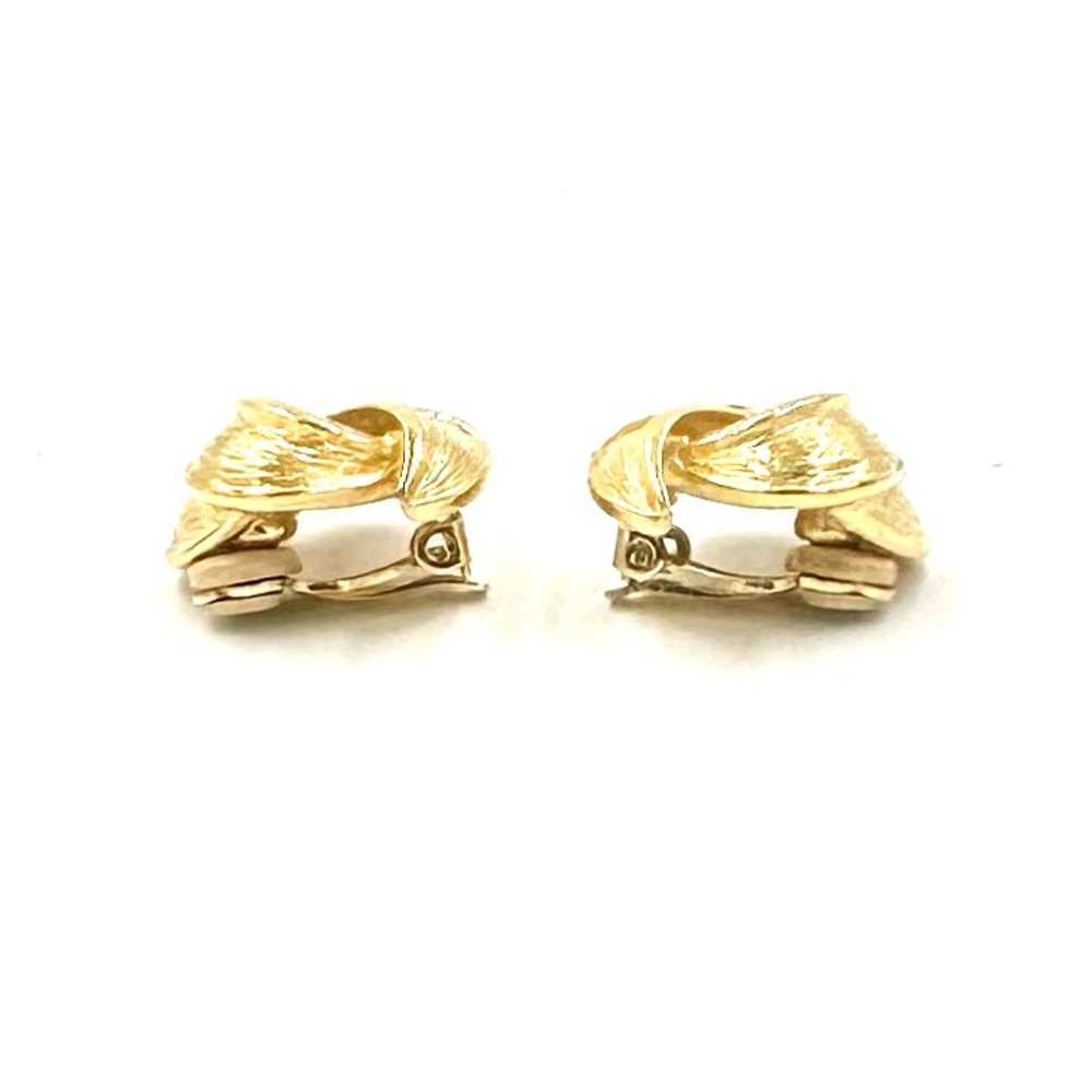 Vintage Givenchy Paris NY Gold Swirl Clip On Earrings 1980s - Picture 6 of 10